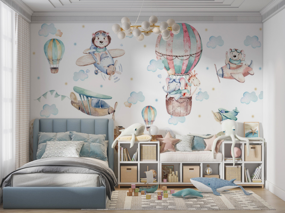 Fototapeta zwierzęta latają nad miastem