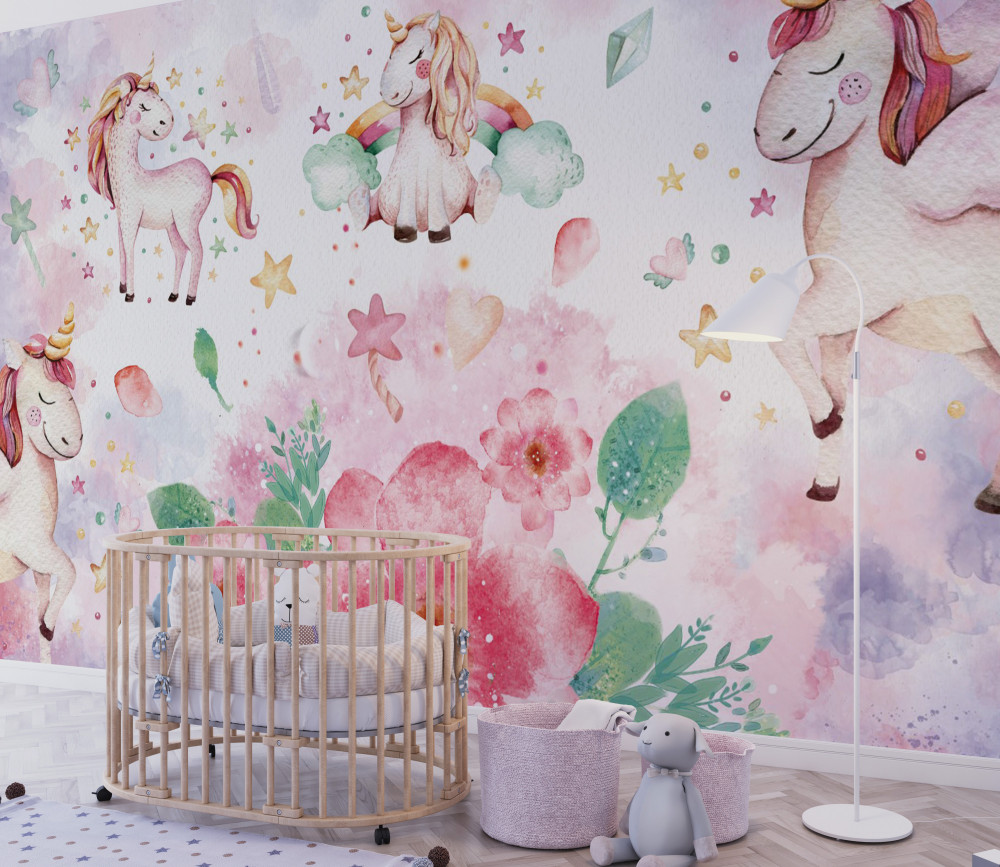 Fototapeta jednorożce w kwiatach