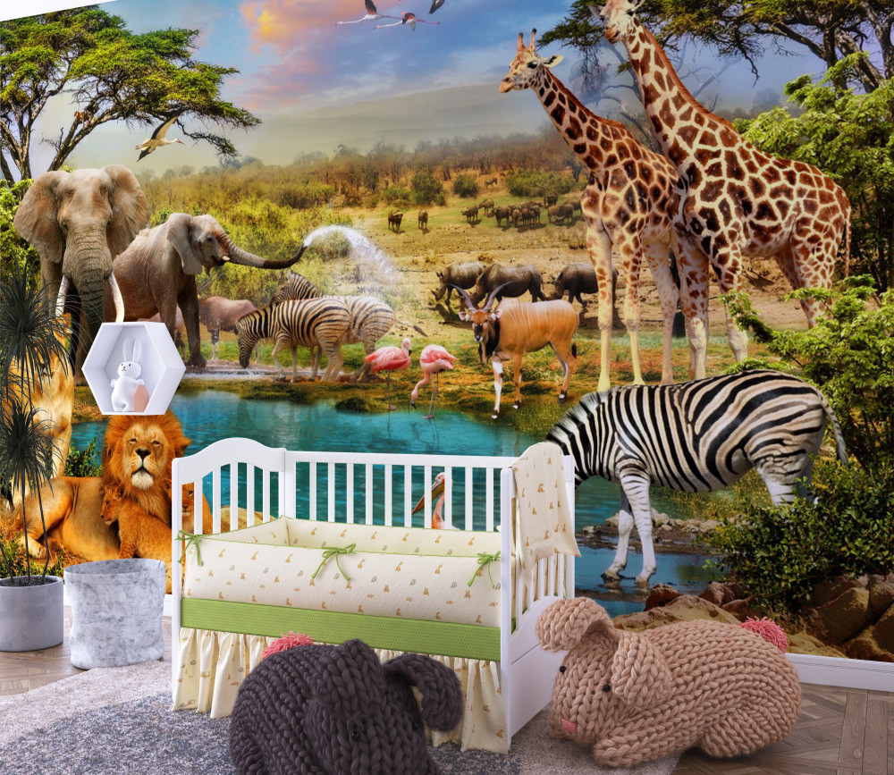 Fototapeta Afrykańskie zwierzęta przy wodopoju