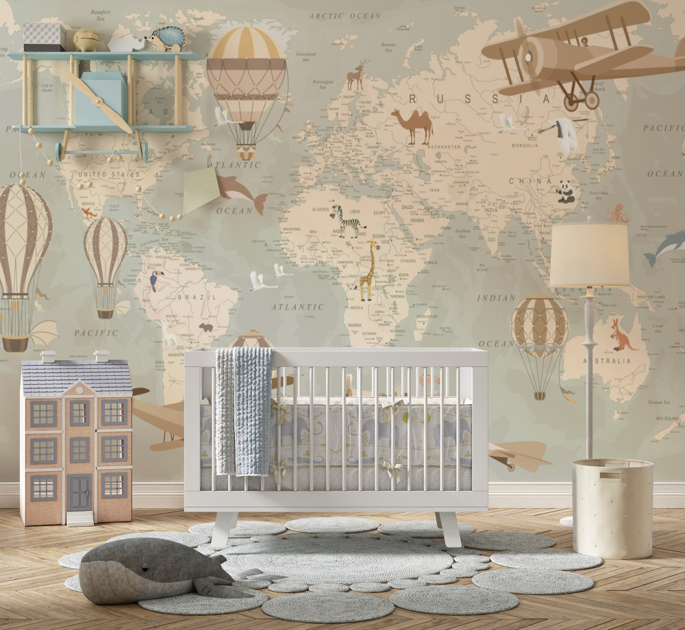 Fototapeta mapa świata ze zdjęciami