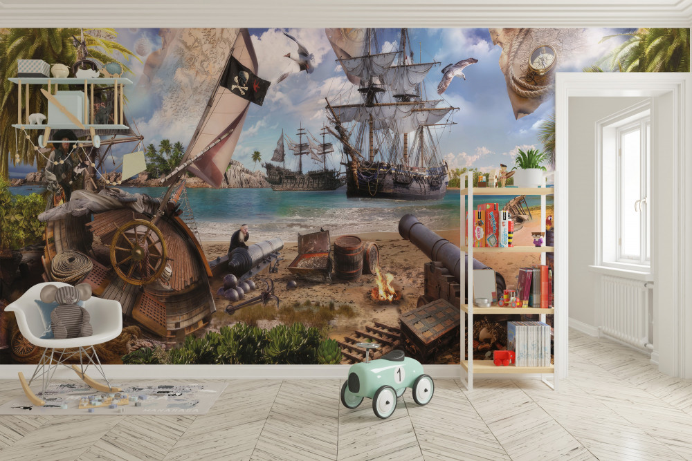 Fototapeta statki pirackie i wyspa