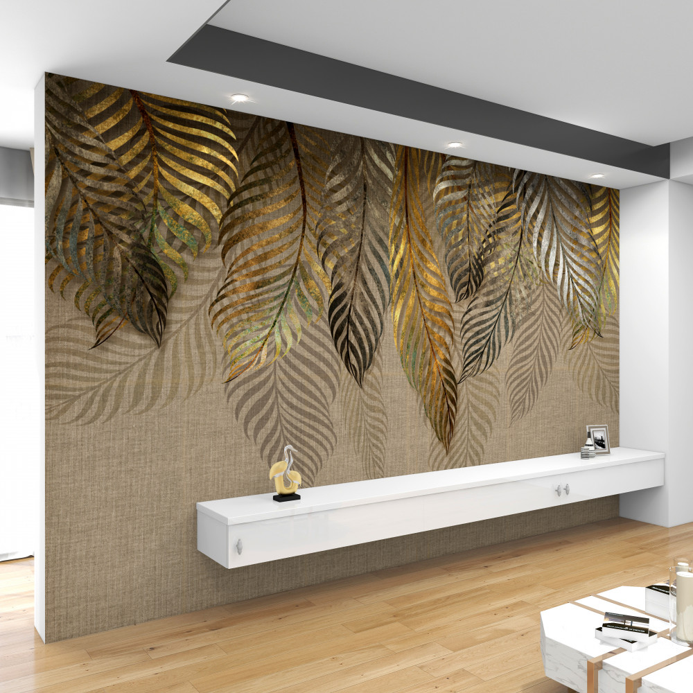 Fototapeta złote gałęzie palm bananowych