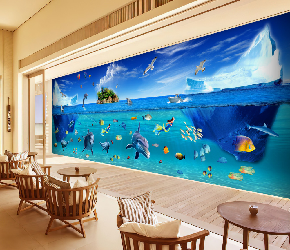 Fototapeta góry lodowe i podwodny świat