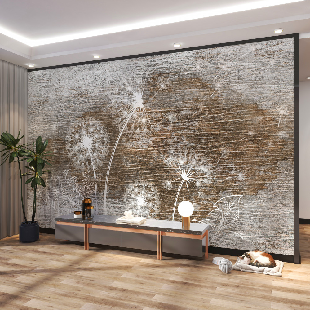 Fototapeta śnieżnobiały mniszek lekarski na drzewie