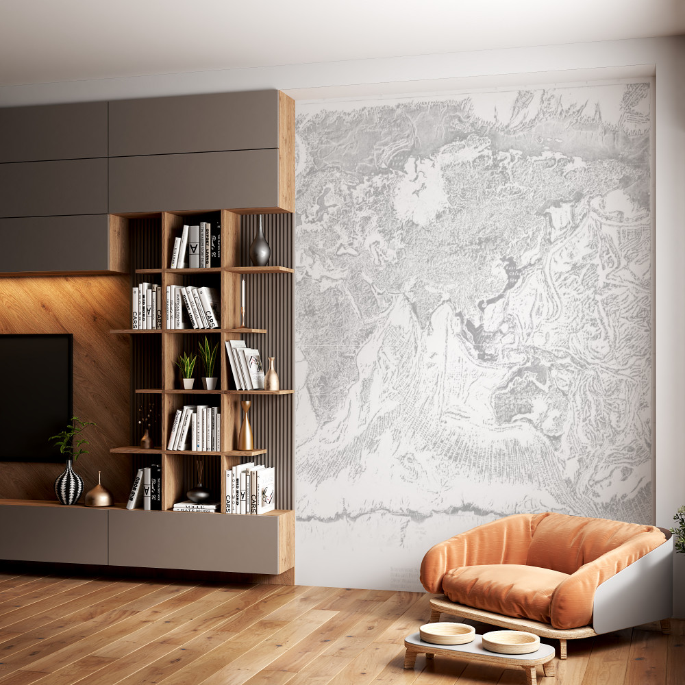 Fototapeta abstrakcyjne góry i las o zachodzie słońca