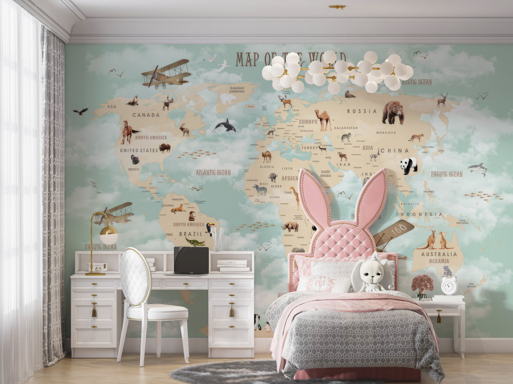 Fototapeta fauna na mapie świata