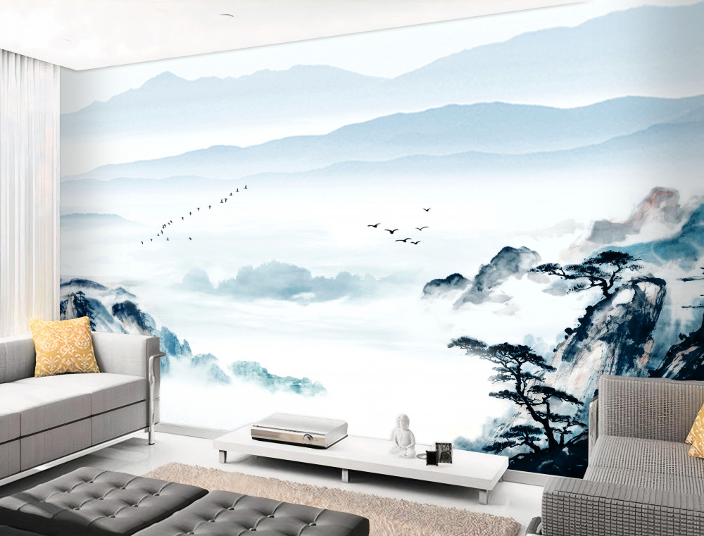 Fototapeta mglista powierzchnia okrywa szczyty gór