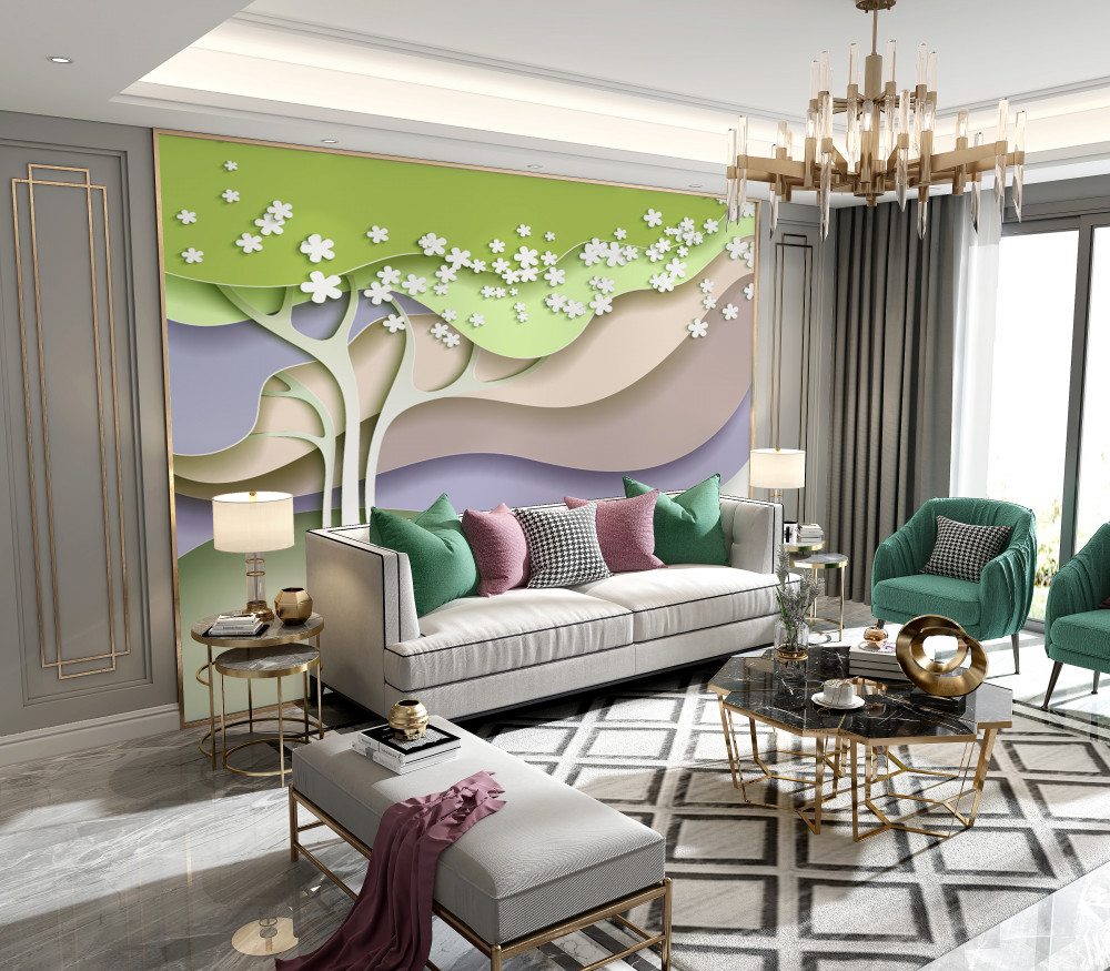 Fototapeta abstrakcyjne kwitnące drzewo liściaste