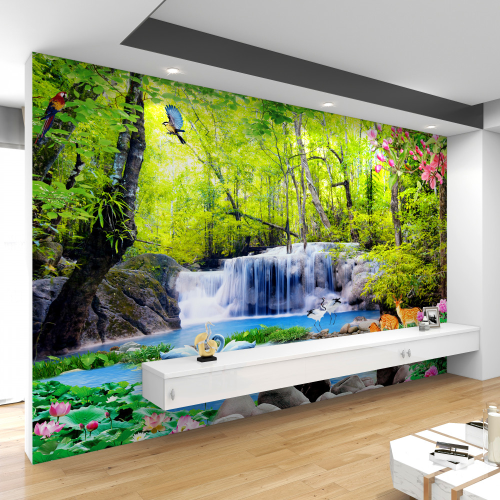 Fototapeta bajeczna przyroda w pobliżu letniego wodospadu