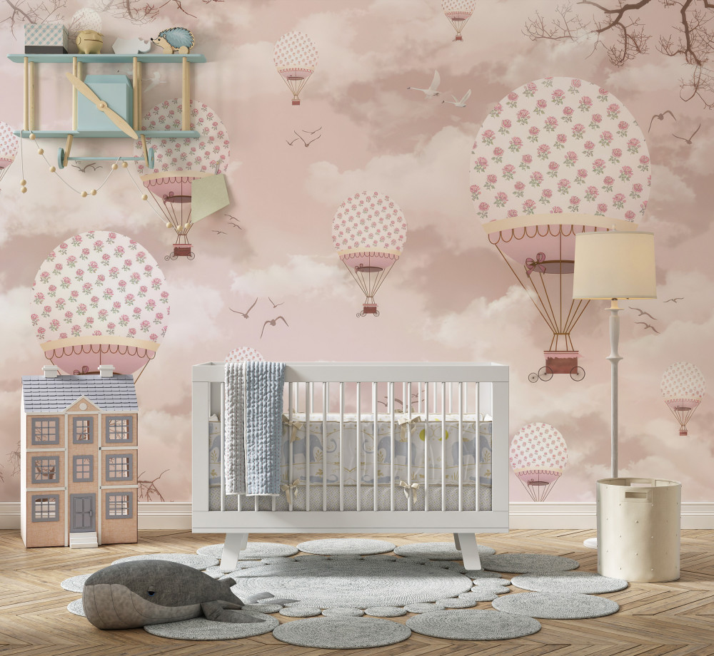 Fototapeta balony na różowym niebie