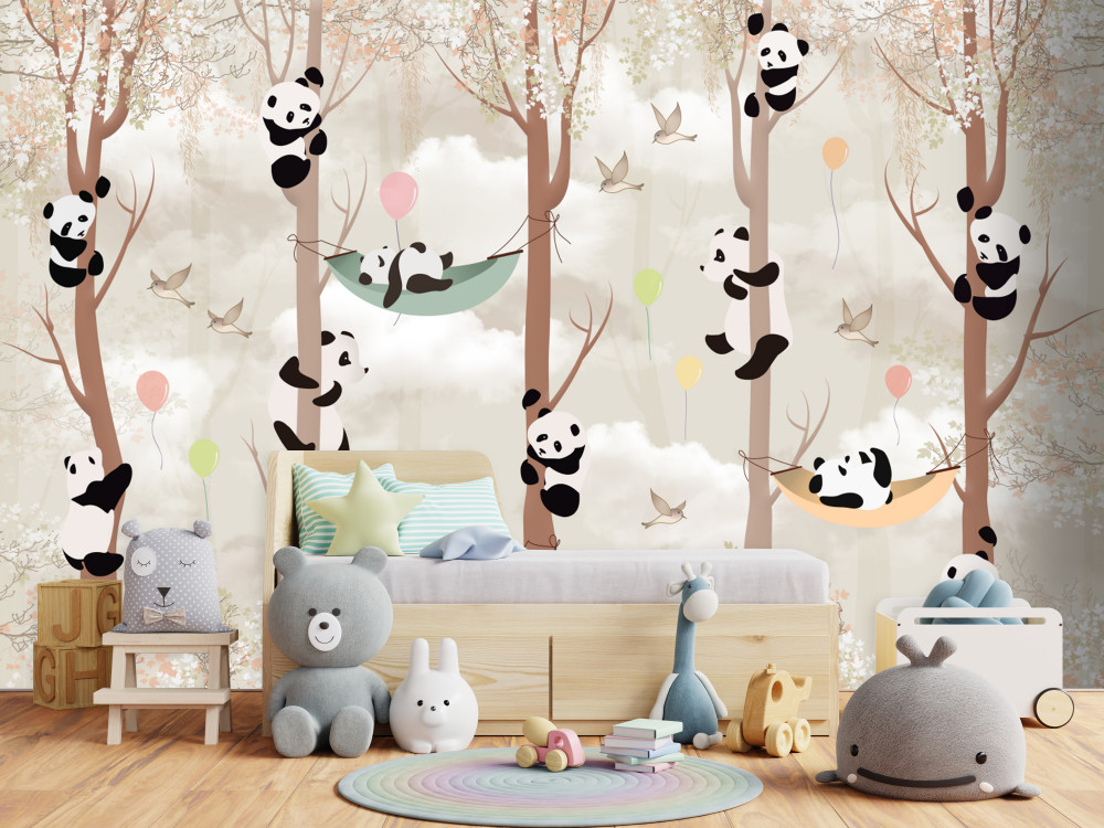 Fototapeta wiele pand na drzewach