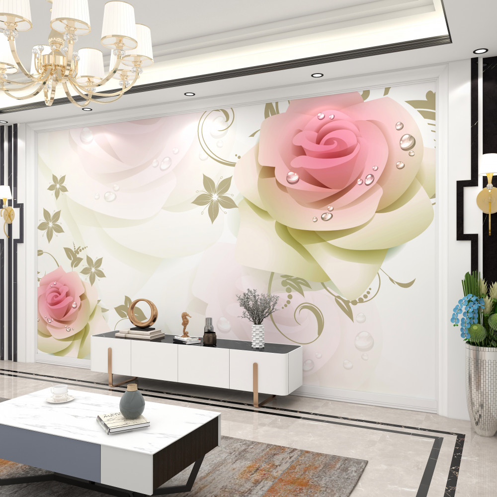 Fototapeta delikatne różowe róże z perłami