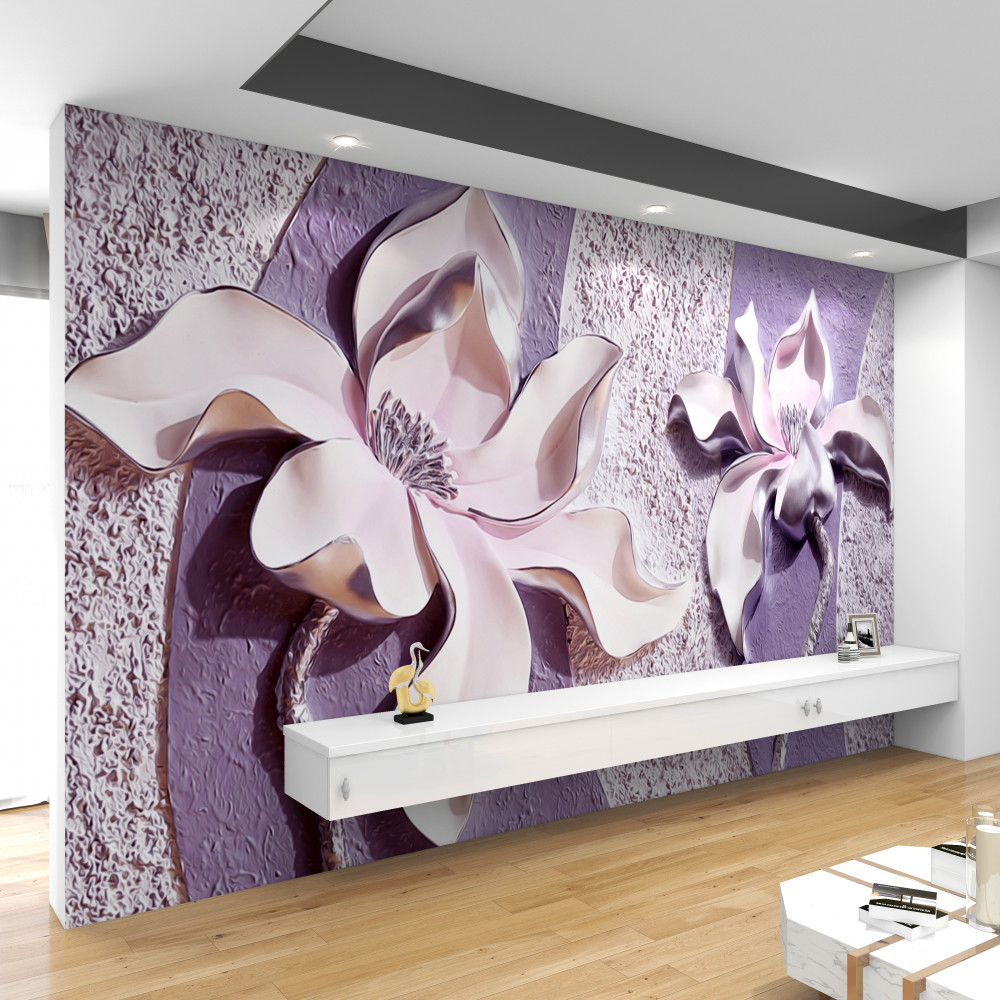 Fototapeta biała porcelanowa lilia z kamieniami