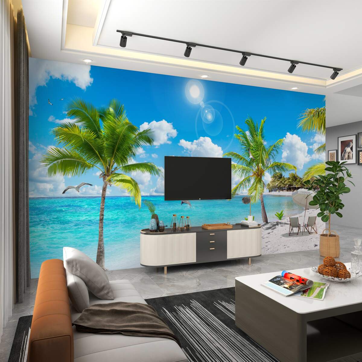 Fototapeta Piaszczysta plaża z palmami