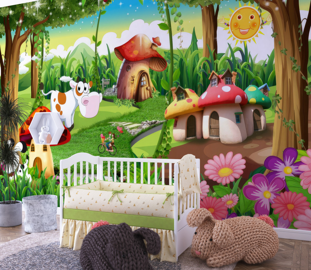 Fototapeta bajkowe domy w lesie