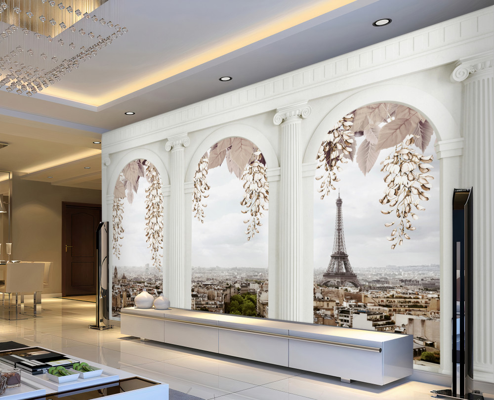 Fototapeta ukwiecone łuki i panoramiczne widoki na Paryż