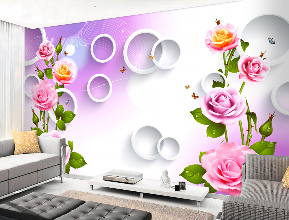 Fototapeta kompozycja kolorowych róż na jasnym tle