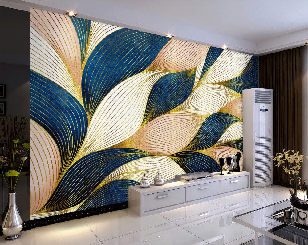 Fototapeta związane niebieskie i złote liście