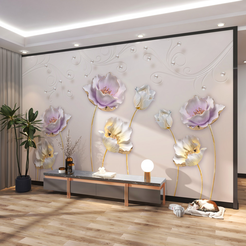 Fototapeta smukłe białe i niebieskie lotosy