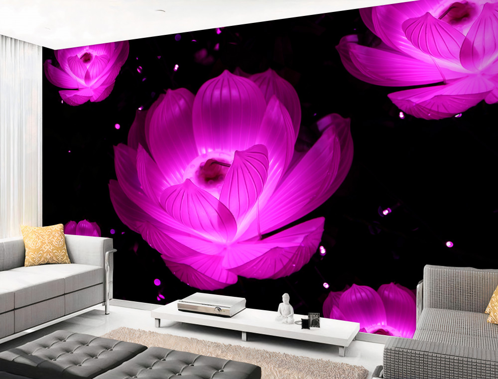 Fototapeta neonowe fioletowe kwiaty