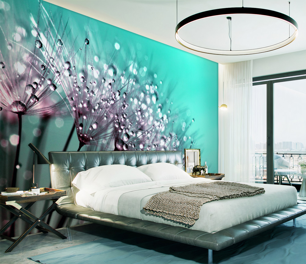 Fototapeta poranna rosa na mniszku lekarskim