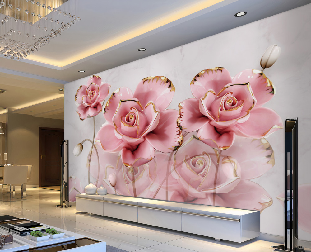 Fototapeta różowe róże na delikatnym tle