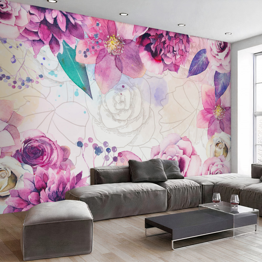 Fototapeta akwarela tło z kwiatami bzu