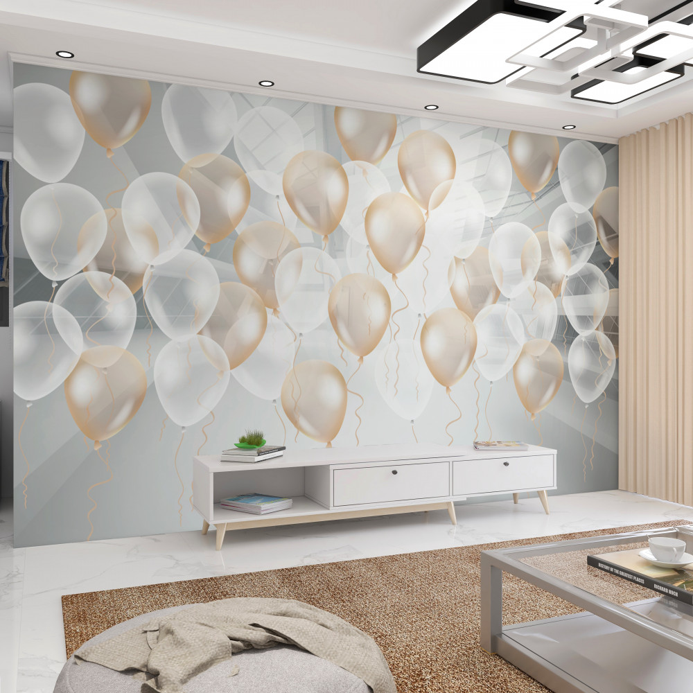 Fototapeta balony biało-złote