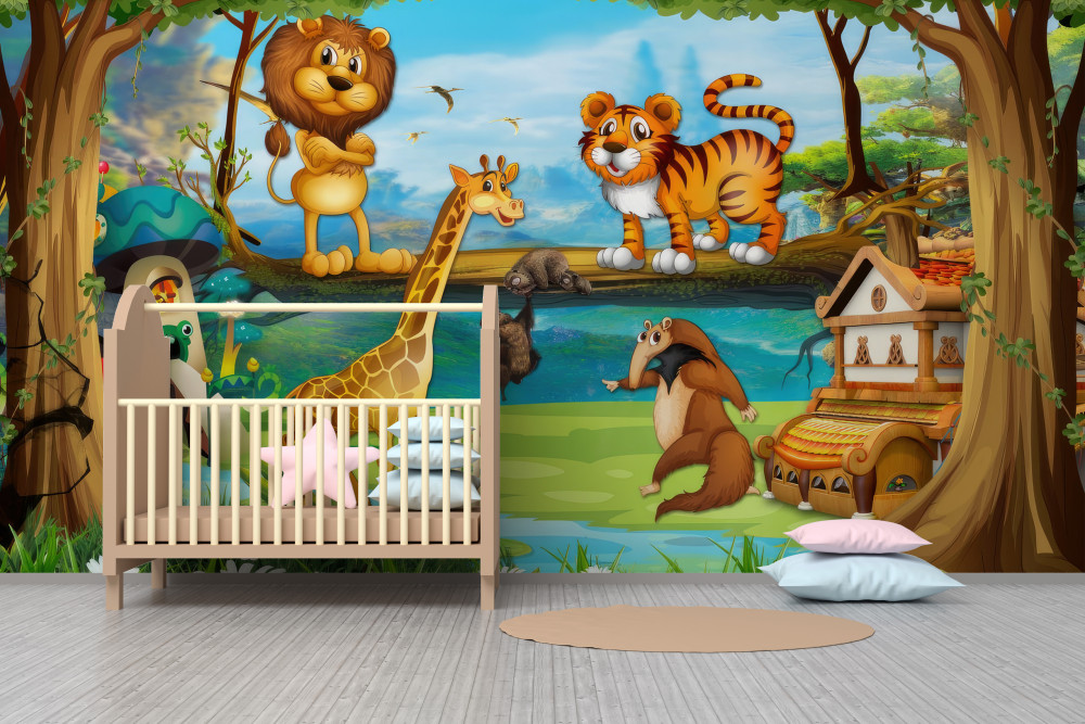 Fototapeta zwierzęta leśne w pobliżu wody