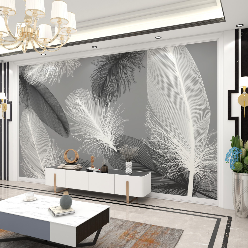 Fototapeta białe i szare pióra