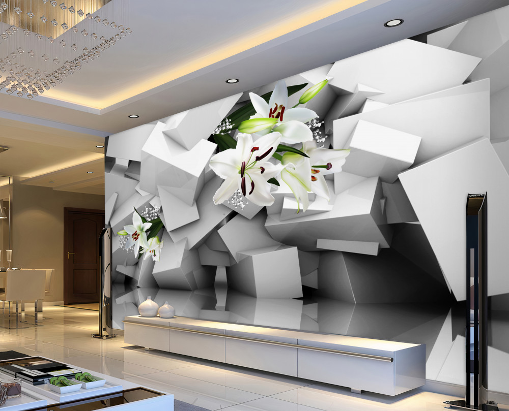 Fototapeta białe pąki linii na tle geometrii