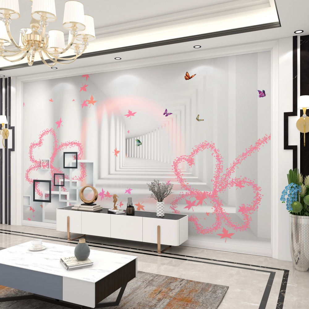 Fototapeta różowe serca z abstrakcji motyli