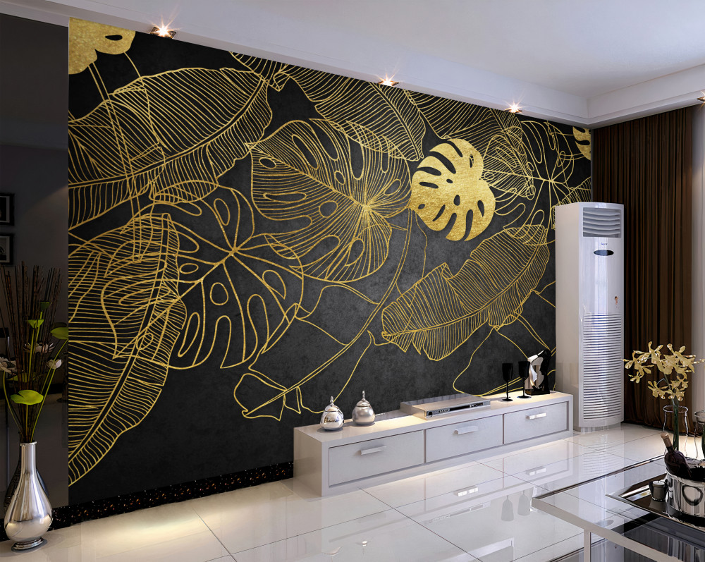 Fototapeta złoty podział konturu liścia monstery