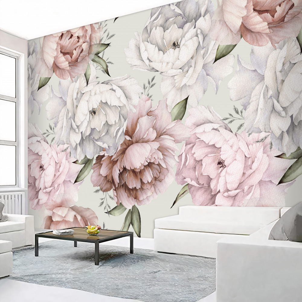 Fototapeta duże piwonie w pastelowych kolorach