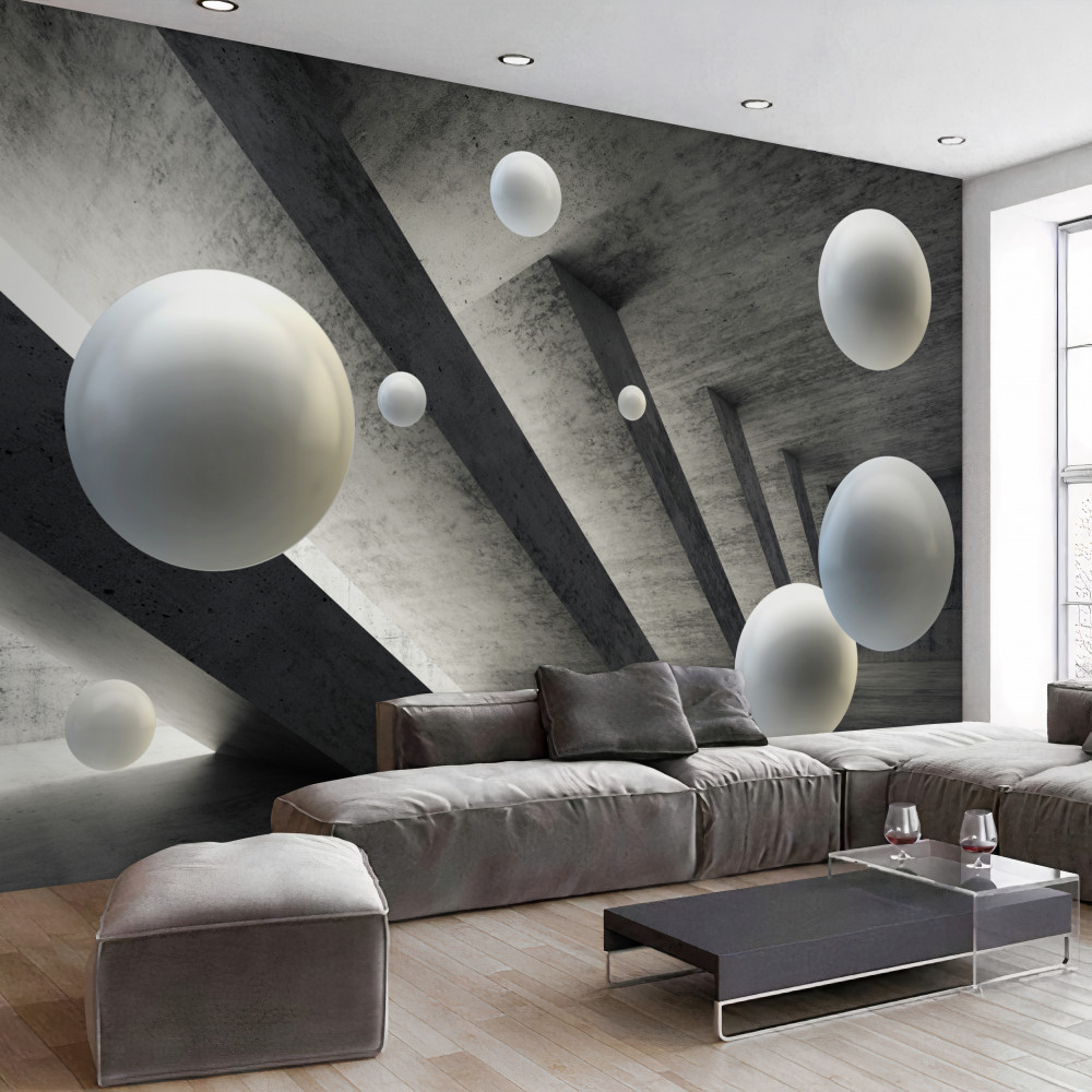 Fototapeta białe kule w betonowym tunelu