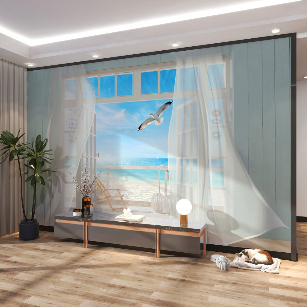 Fototapeta śnieżnobiały dostęp do piaszczystej plaży