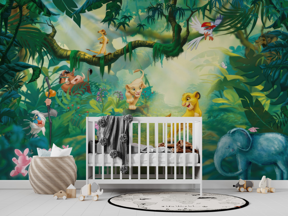 Fototapeta król lew z przyjaciółmi w dżungli