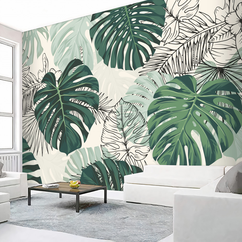 Fototapeta ogromne liście monstery z teksturami