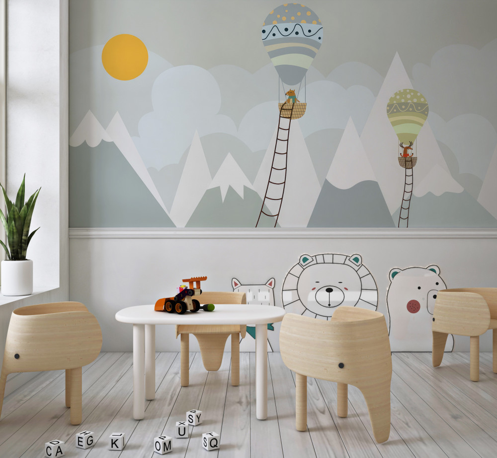 Fototapeta zwierzęta w balonach wśród gór