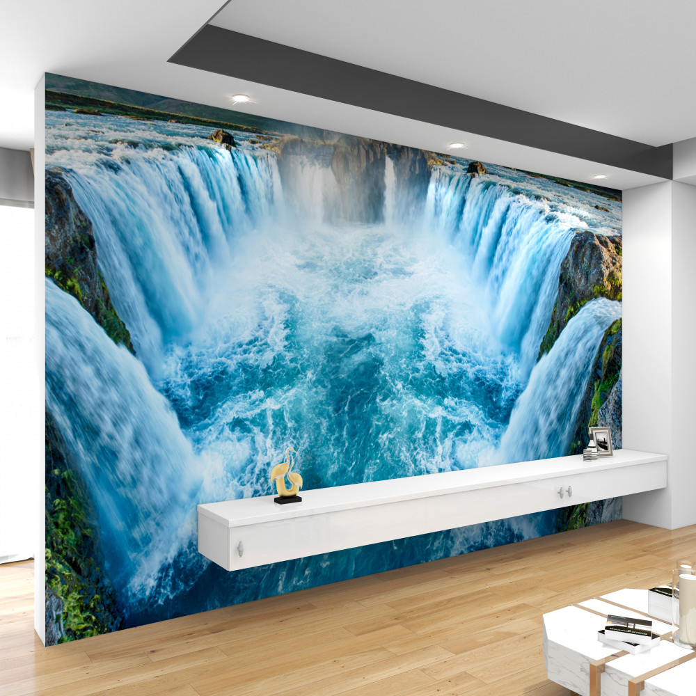 Fototapeta wiele wodospadów wpływających do rzeki