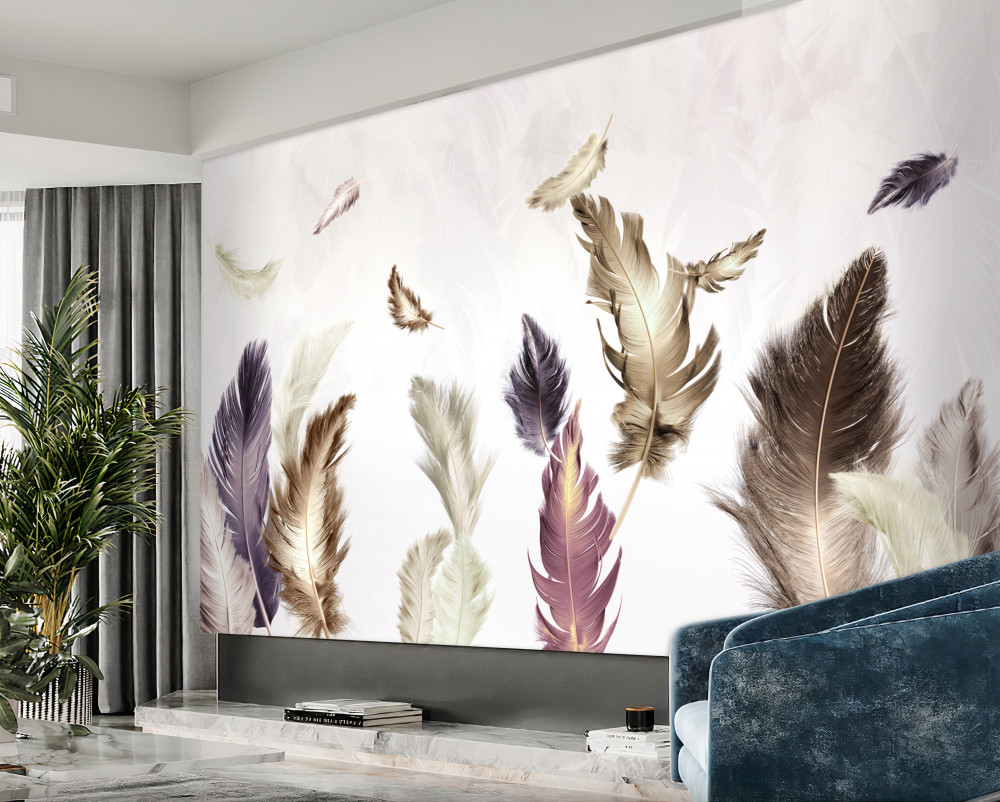 Fototapeta kremowe piórka