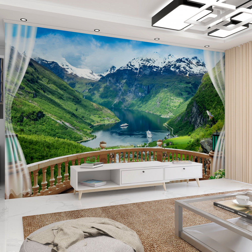 Fototapeta taras górski z jeziorem