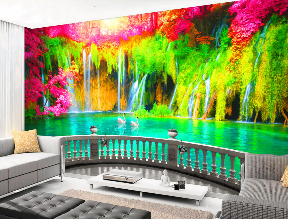 Fototapeta taras z widokiem na tętniącą życiem przyrodę