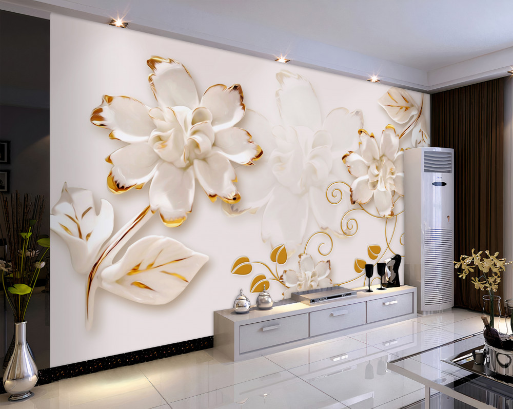 Fototapeta białe róże ze złotem