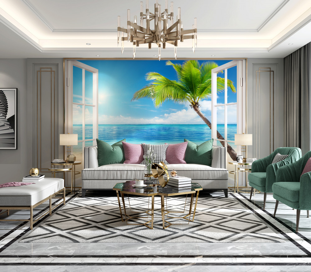 Fototapeta tropikalny raj za oknem