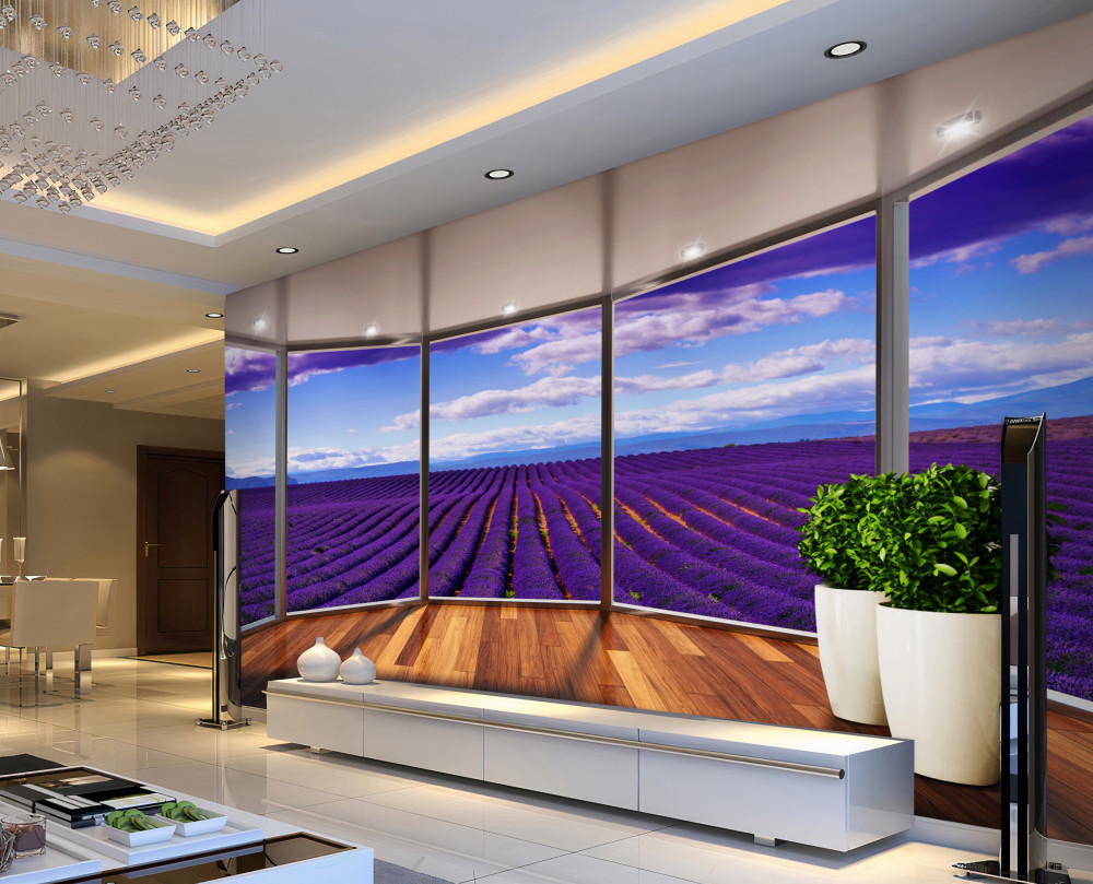 Fototapeta panorama pola lawendy z balkonu