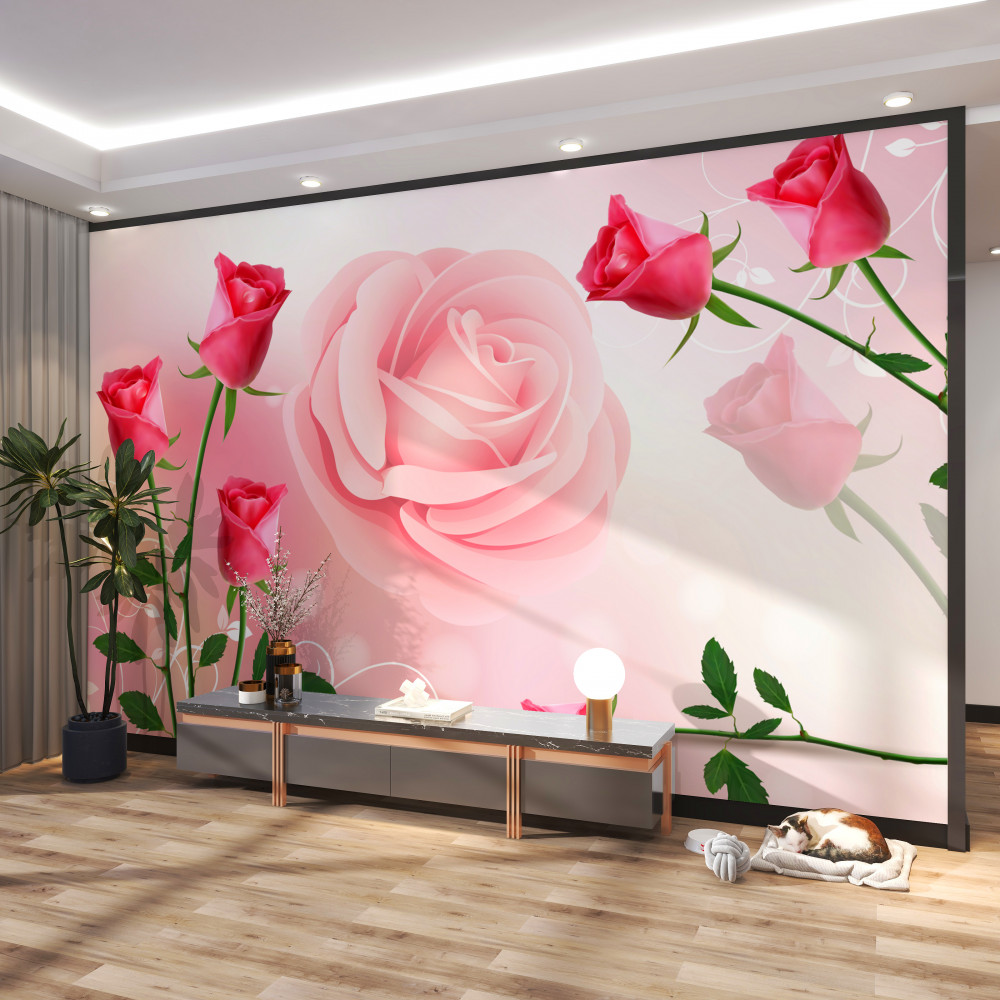 Fototapeta kompozycja różowych róż pączkowych