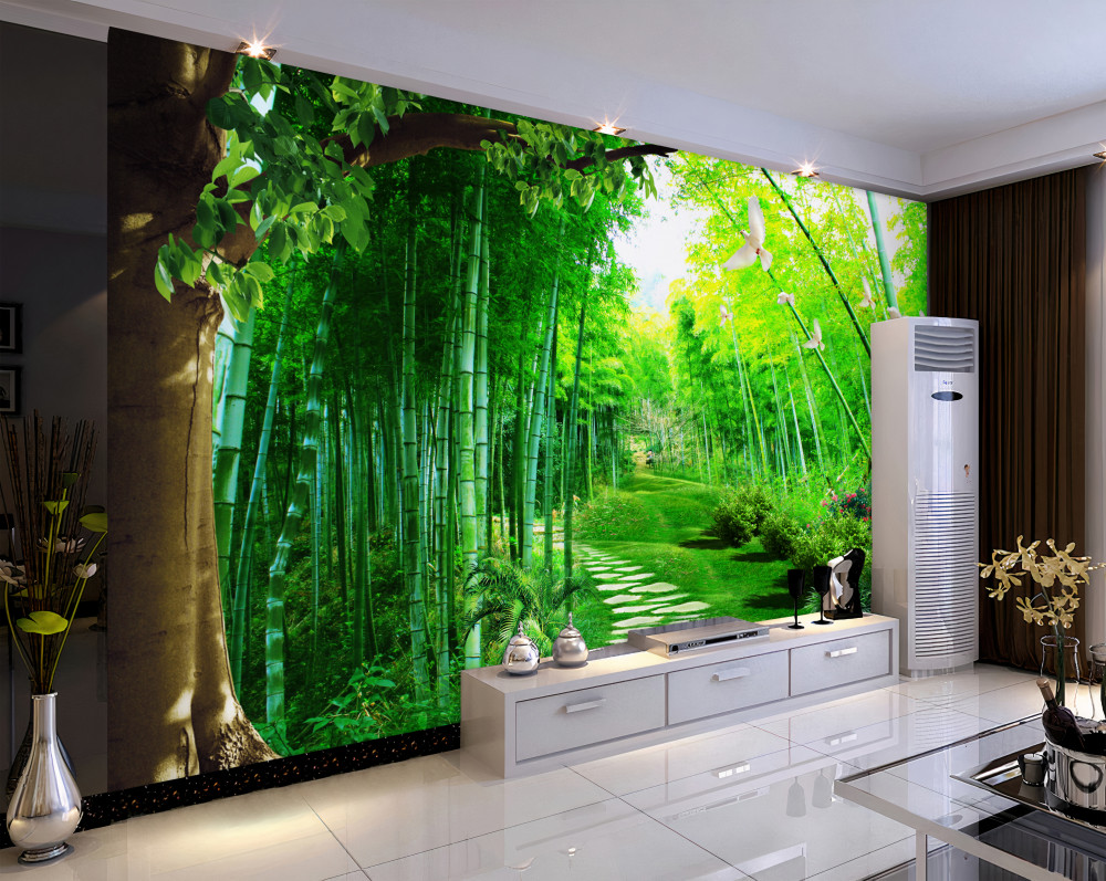 Fototapeta niesamowite kolory w lesie i bambusowej ścieżce