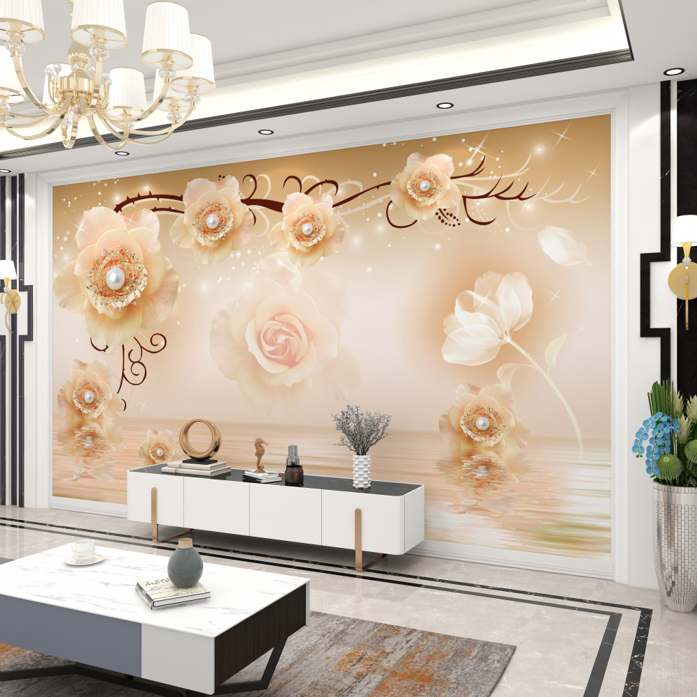 Fototapeta róże z białymi perłami