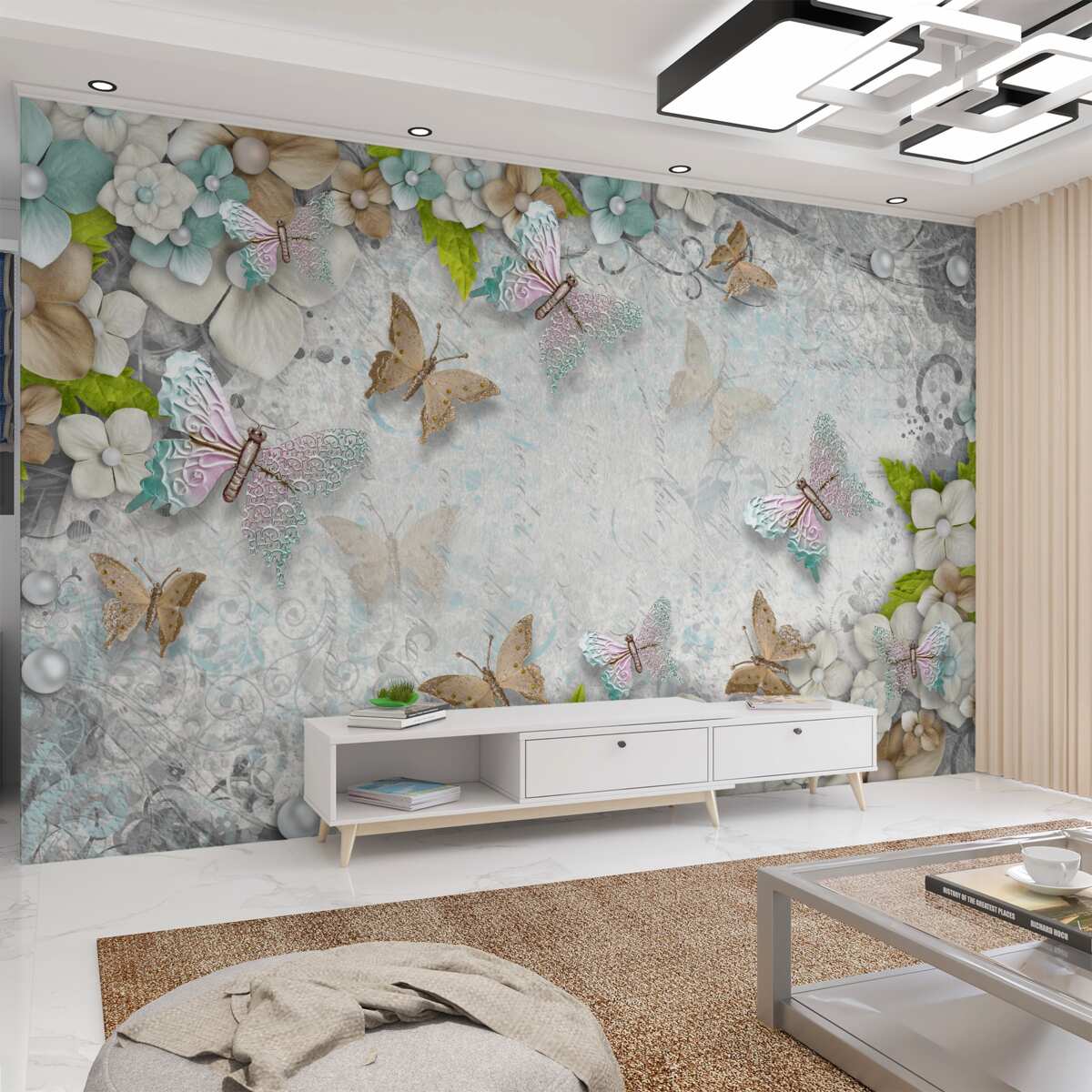 Fototapeta Motyle i kwiaty